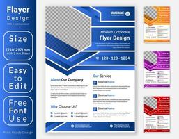 Creative modern business Flyer template design. A4 corporate leaflet design with four color variation. vector