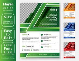 Creative modern business Flyer template design. A4 corporate leaflet design with four color variations. vector