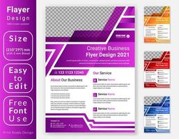 Creative modern business Flyer template design. A4 corporate leaflet design with four color variation. vector