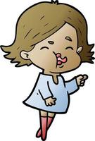 cartoon girl pulling face vector