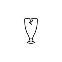 cracked juice glass icon on white background. simple, line, silhouette and clean style. black and white. suitable for symbol, sign, icon or logo vector