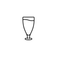 icono de vaso de jugo lleno de agua sobre fondo blanco. simple, línea, silueta y estilo limpio. en blanco y negro. adecuado para símbolo, signo, icono o logotipo vector