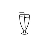 juice glass icon with straw on white background. simple, line, silhouette and clean style. black and white. suitable for symbol, sign, icon or logo vector