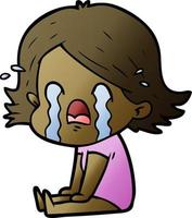 cartoon woman crying vector