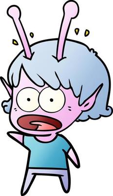 cartoon shocked alien girl