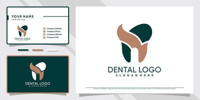 Dentist logo design for dental care clinic with creative concept and business card template vector