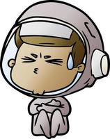 cartoon stressed astronaut vector