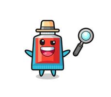 illustration of the toothpaste mascot as a detective who manages to solve a case vector