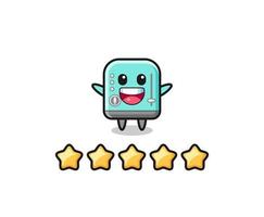 the illustration of customer best rating, toaster cute character with 5 stars vector