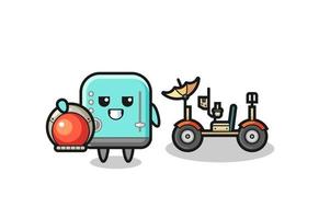 the cute toaster as astronaut with a lunar rover vector