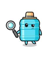 gallon water bottle detective character is analyzing a case vector