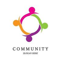 Team work logo template. Concept of community friendship, unity. Isolated on white background. Vector illustration