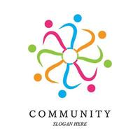 Team work logo template. Concept of community friendship, unity. Isolated on white background. Vector illustration