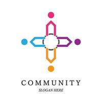 Team work logo template. Concept of community friendship, unity. Isolated on white background. Vector illustration