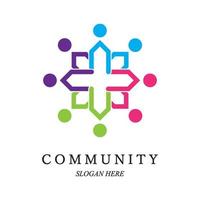 Team work logo template. Concept of community friendship, unity. Isolated on white background. Vector illustration