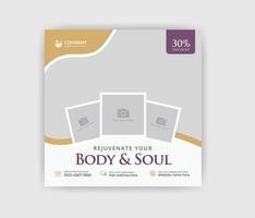 Health spa beauty salon social media banner or square flyer template vector