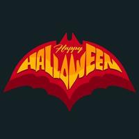 Happy halloween day greeting card with bat shape vector