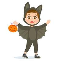 Little boy in costume disguise for halloween party vector