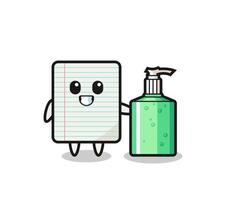 cute paper cartoon with hand sanitizer vector