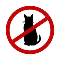 Do not entry with cats symbol sticker template. Simple vector shape icon set, black silhouette. Warning information stop sign in public place. Restriction zone.