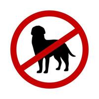 Do not entry with dogs symbol sticker template. Simple vector shape icon set, black silhouette. Warning information stop sign in public place. Restriction zone.