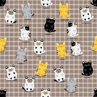 Cats Seamless on Checkered Pattern vector