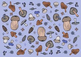 Colourful mushrooms pattern vector illustration