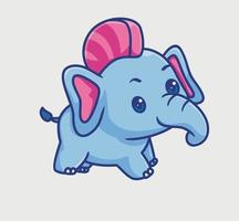 cute punk elephant hairstyle. isolated cartoon animal illustration. Flat Style Sticker Icon Design Premium Logo vector. Mascot Character vector