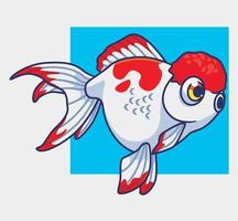 cute gold fish white. isolated cartoon animal illustration. Flat Style Sticker Icon Design Premium Logo vector. Mascot Character vector