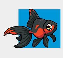 cute gold fish black. isolated cartoon animal illustration. Flat Style Sticker Icon Design Premium Logo vector. Mascot Character vector