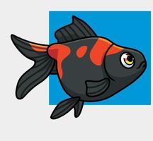 cute gold fish black. isolated cartoon animal illustration. Flat Style Sticker Icon Design Premium Logo vector. Mascot Character