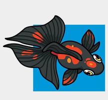 cute gold fish black. isolated cartoon animal illustration. Flat Style Sticker Icon Design Premium Logo vector. Mascot Character
