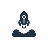 Rocket icon in trendy flat style isolated on white background. Launched the rocket symbol, starting for web and mobile apps. vector