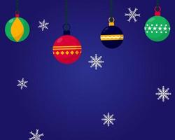 Merry Christmas concept. There are many balls and snowflakes for your design. vector