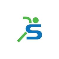 Initial letter S abstract people run logo design. lettering logotype with people in run vector