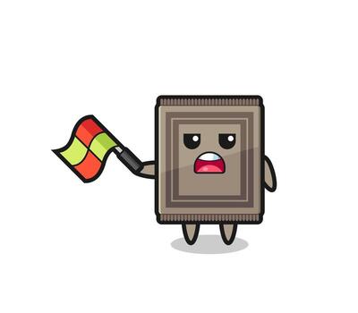 carpet cartoon as the line judge hold the flag up at a 45 degree angle vector