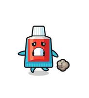 illustration of the toothpaste running in fear vector