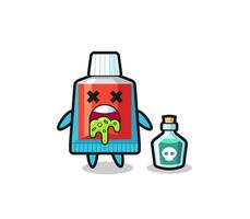 illustration of an toothpaste character vomiting due to poisoning vector