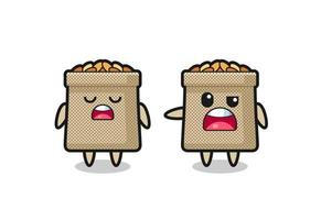 illustration of the argue between two cute wheat sack characters vector