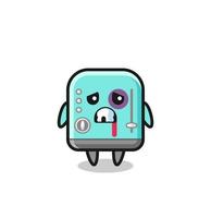 injured toaster character with a bruised face vector