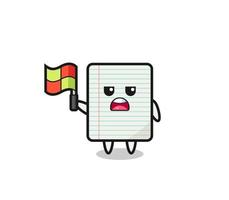 paper character as line judge putting the flag up vector