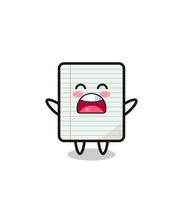 cute paper mascot with a yawn expression vector