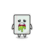 the cute paper character with puke vector