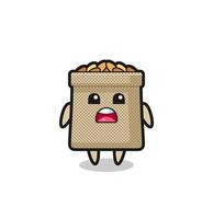 wheat sack illustration with apologizing expression, saying I am sorry vector