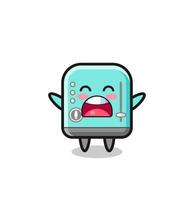 cute toaster mascot with a yawn expression vector