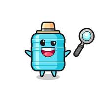 illustration of the gallon water bottle mascot as a detective who manages to solve a case vector