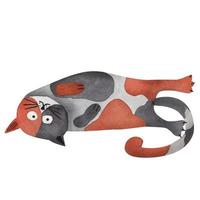 The spotted cat lies on its back. watercolor illustration vector