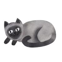 Siamese cat lies in a ball. watercolor illustration vector