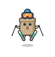 wheat sack mascot character as a ski player vector