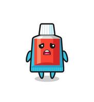 disappointed expression of the toothpaste cartoon vector